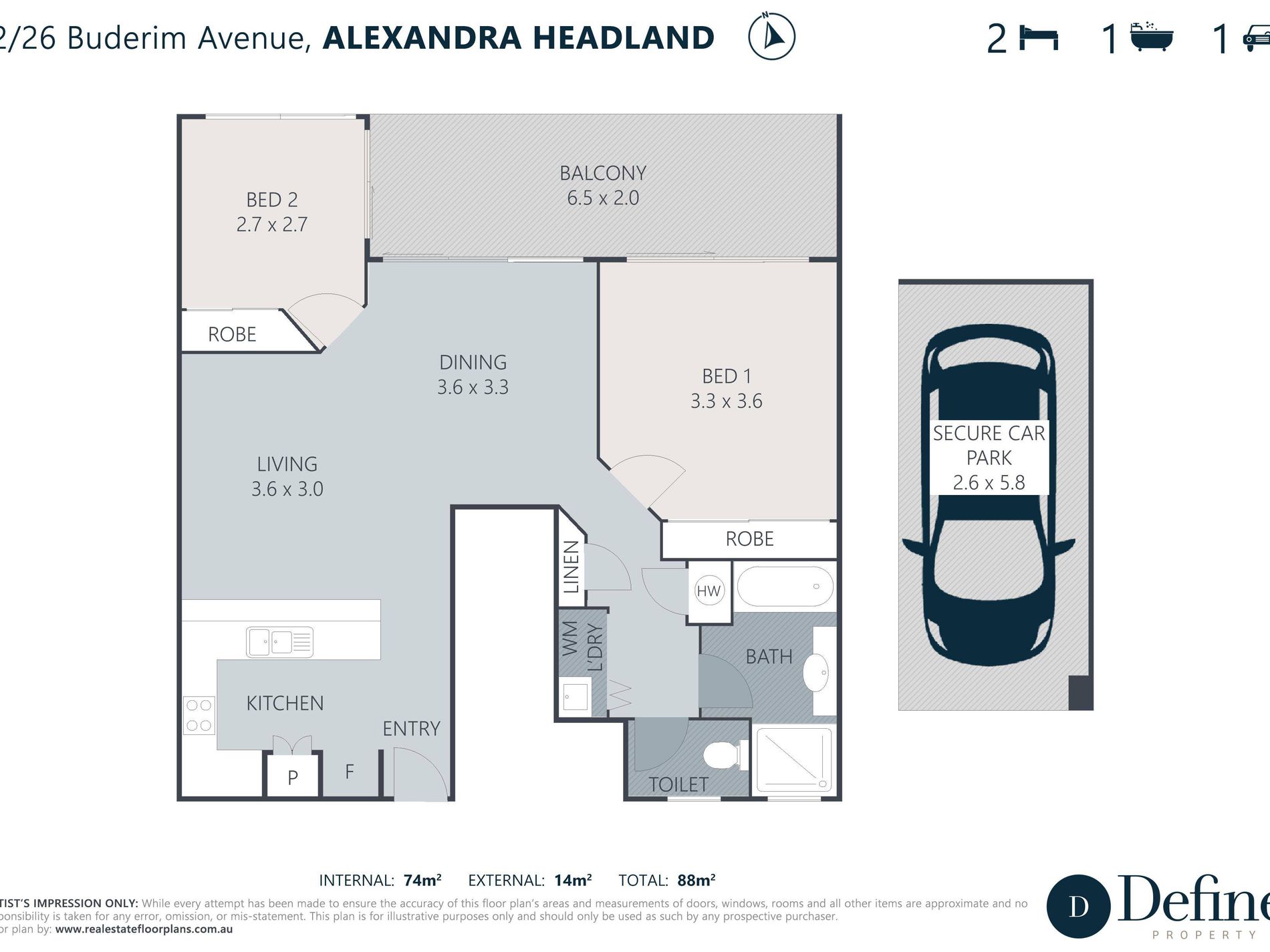 2 / 26 Buderim Avenue, Alexandra Headland Floor Plan