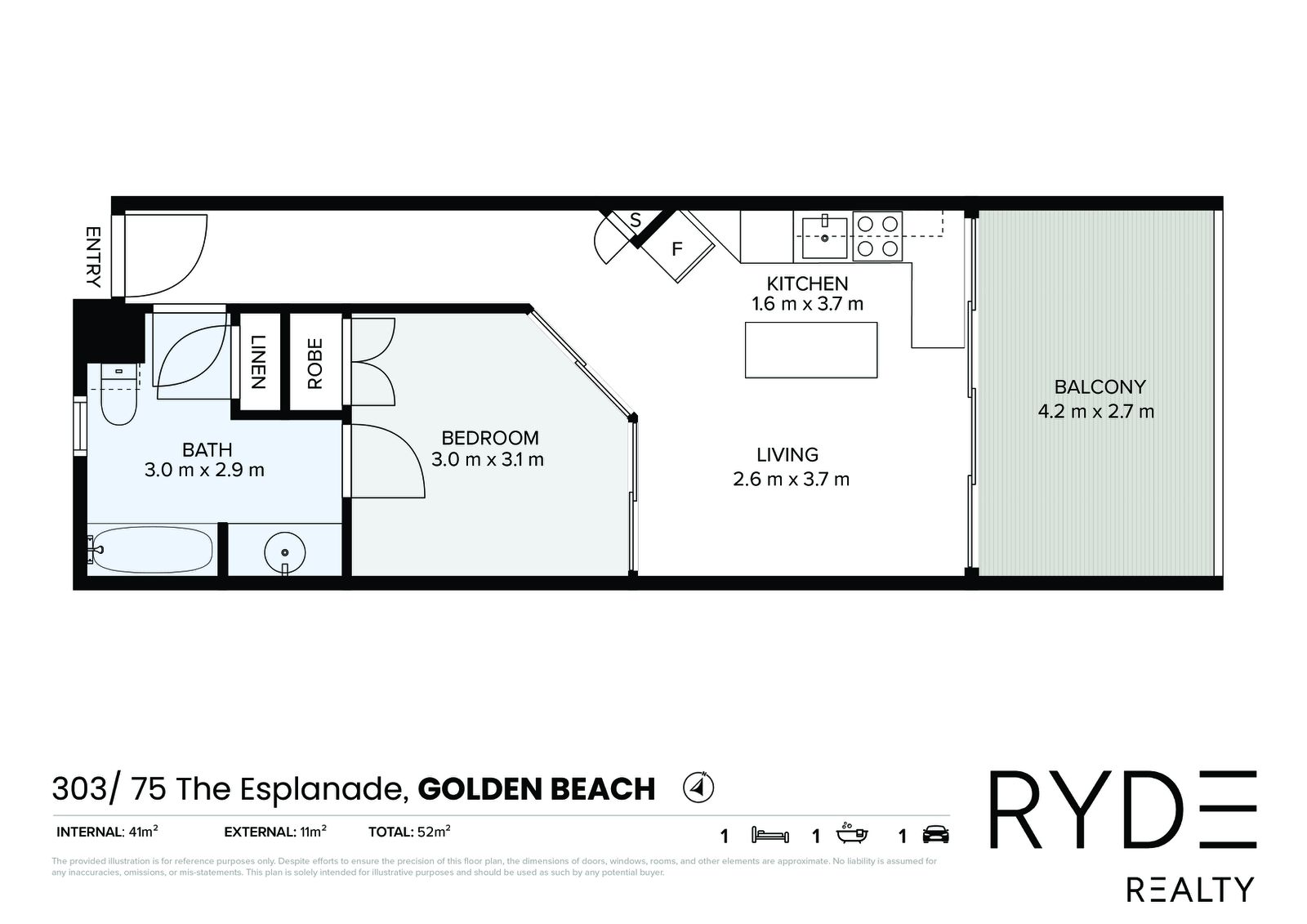 Floorplan, 303/75 Esplanade, Golden Beach