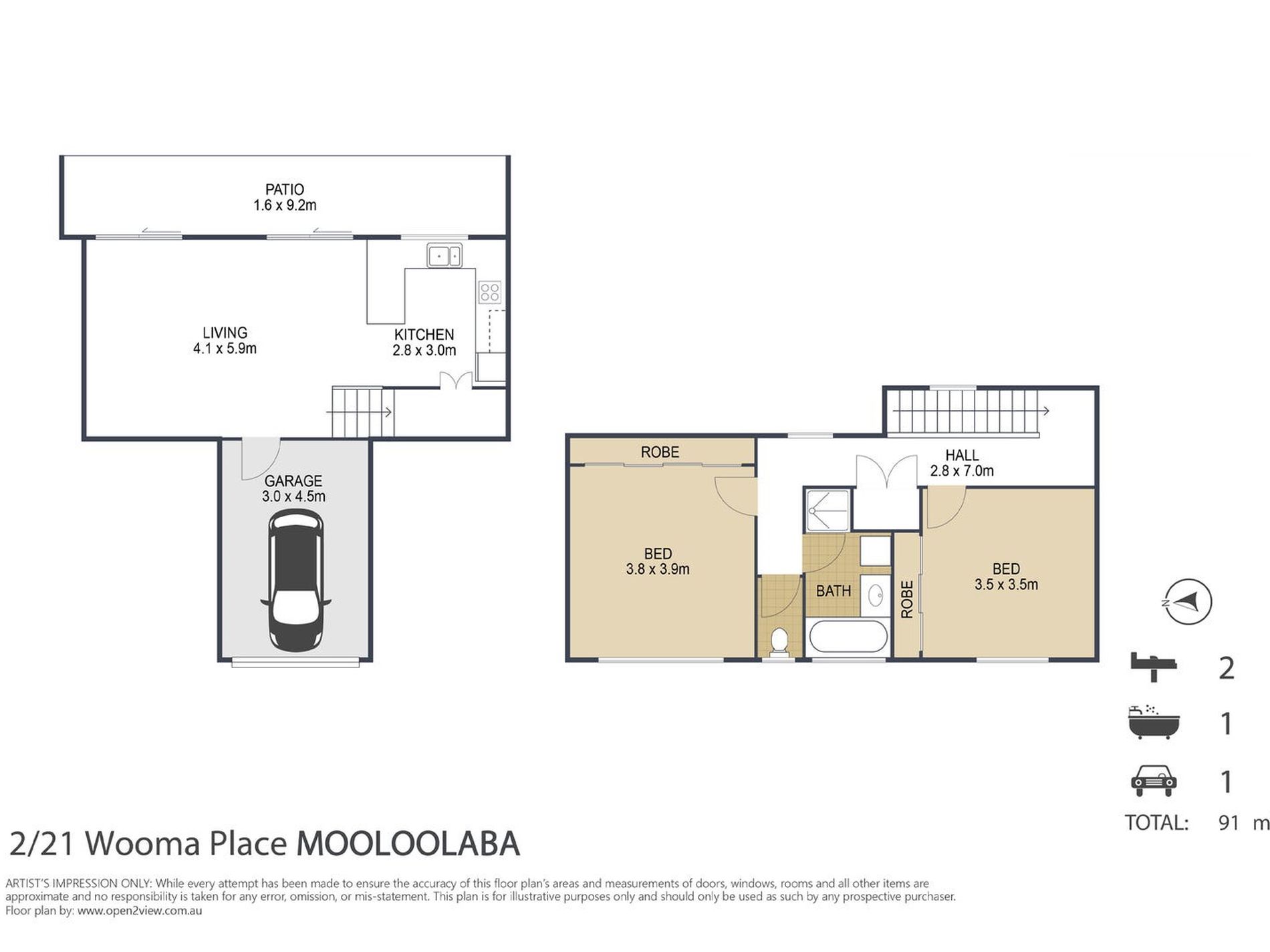 2 / 21 Woomba Place, Mooloolaba Floor Plan
