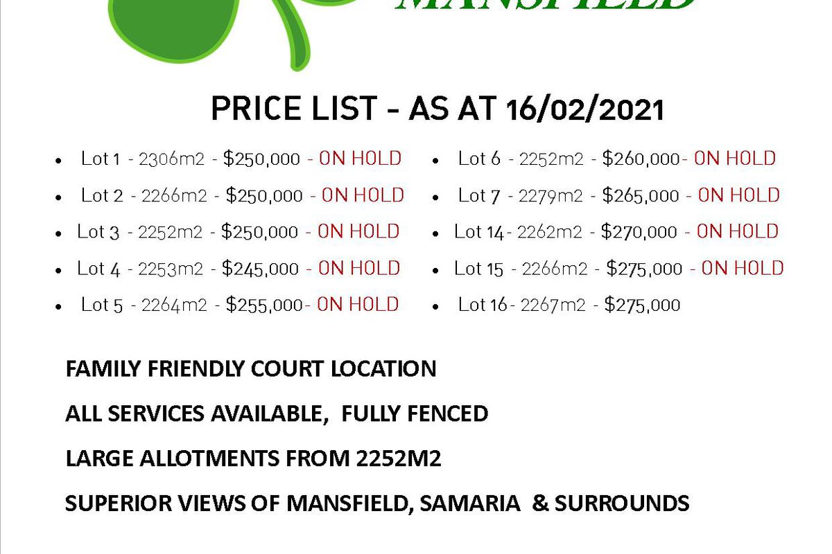 Lot 16, Cloverdale Court, Mansfield