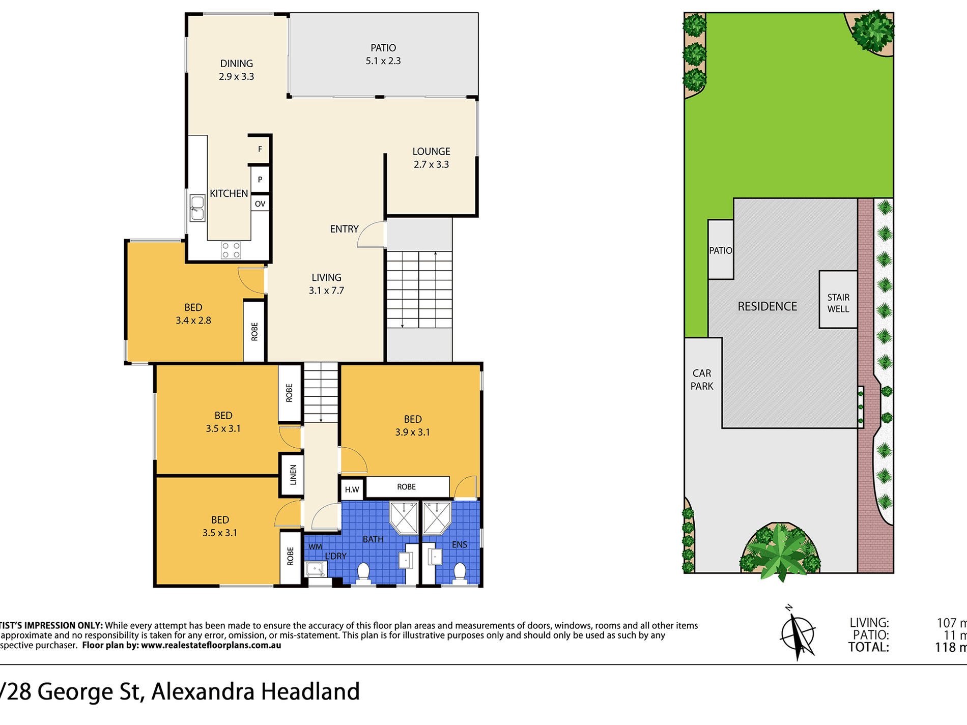 3 / 28 George Street, Alexandra Headland Floor Plan