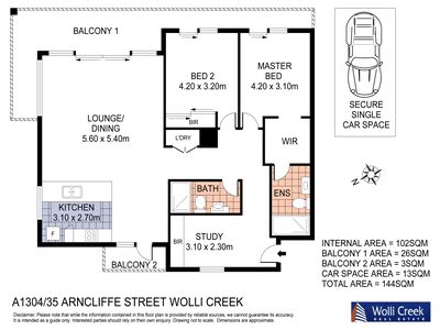 A1304 / 35 Arncliffe Street , Wolli Creek