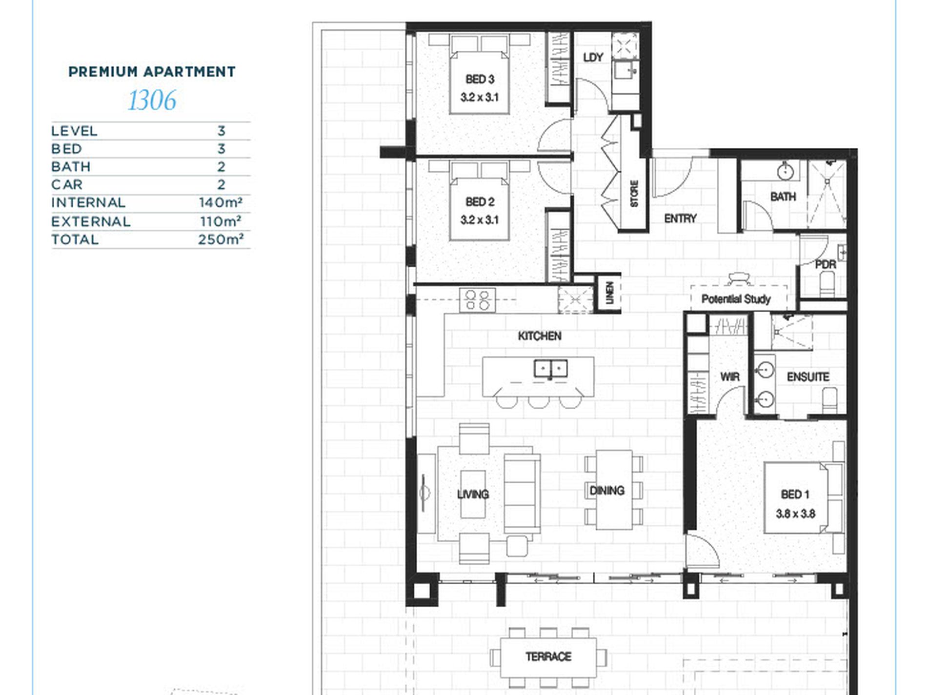 1306 / 18 Spitfire Banks Drive, Pelican Waters Floor Plan