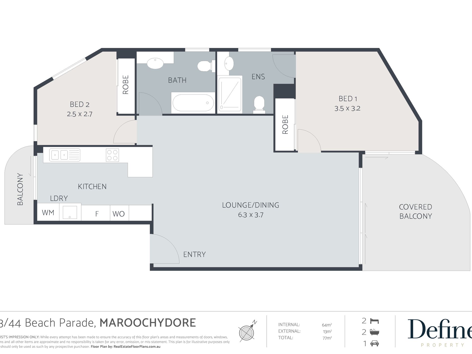 13 / 44 Beach Parade, Maroochydore Floor Plan