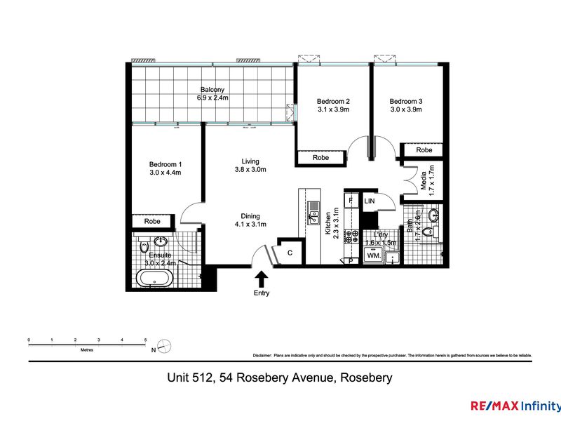 512 / 54 Rosebery Avenue, Rosebery Floor Plan