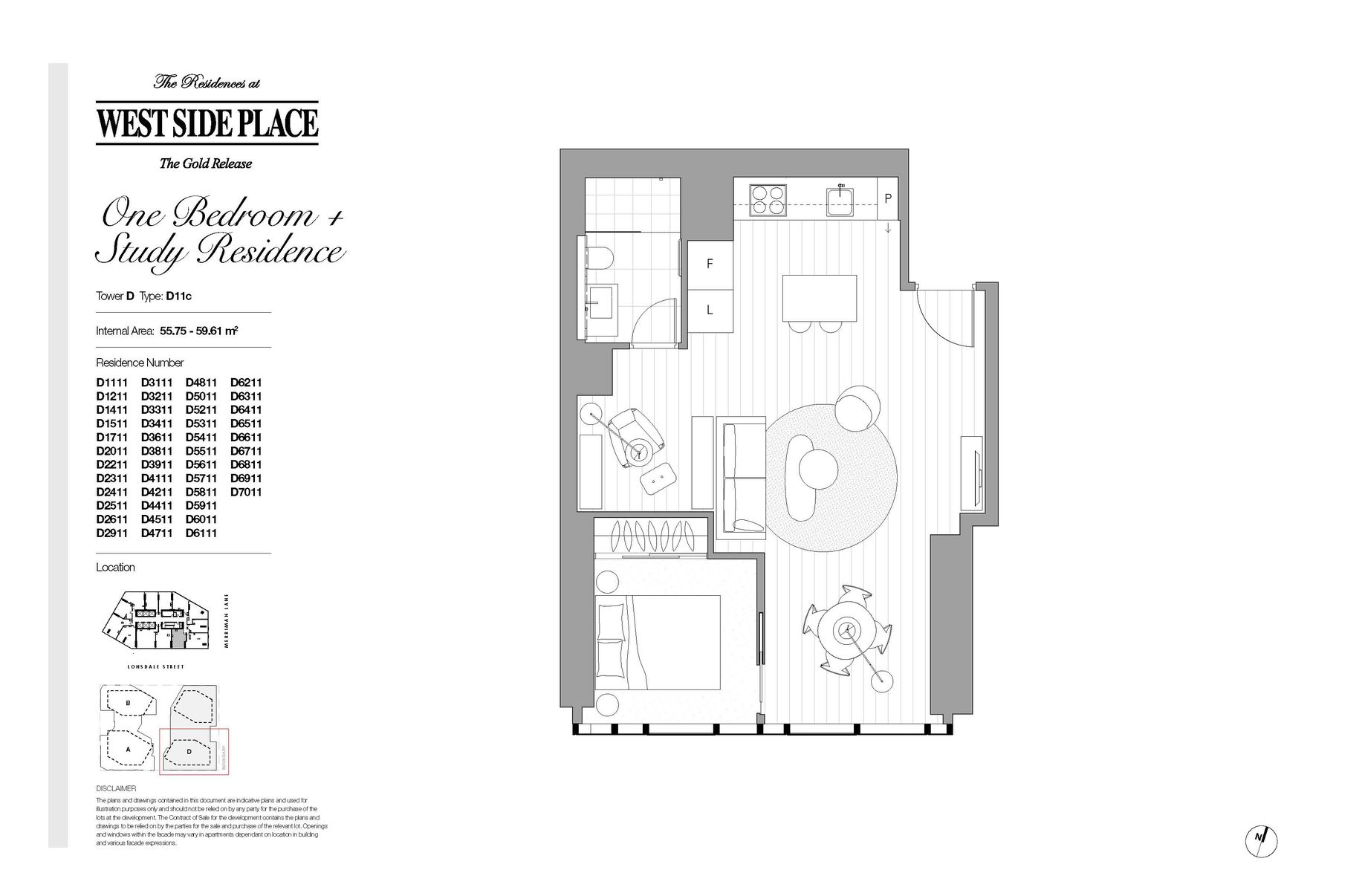 Tower D 1Bed+Study / 648 Lonsdale Street, Melbourne