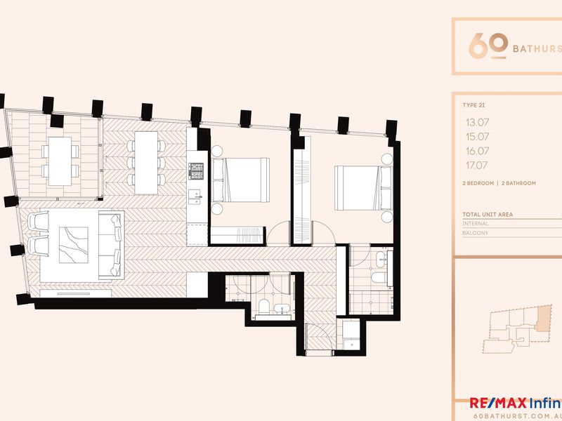 1707 / 60 Bathurst Street, Sydney Floor Plan