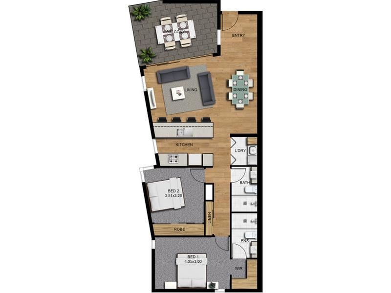 402/12 Lima Street, Auchenflower Floor Plan